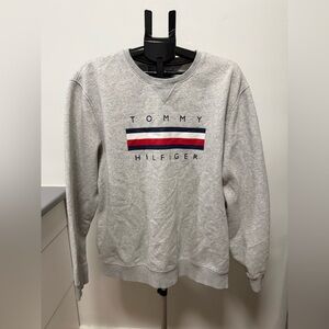 Tommy Hilfiger Flag Logo Sweatshirt Grey Crewneck Pullover Men’s XXL